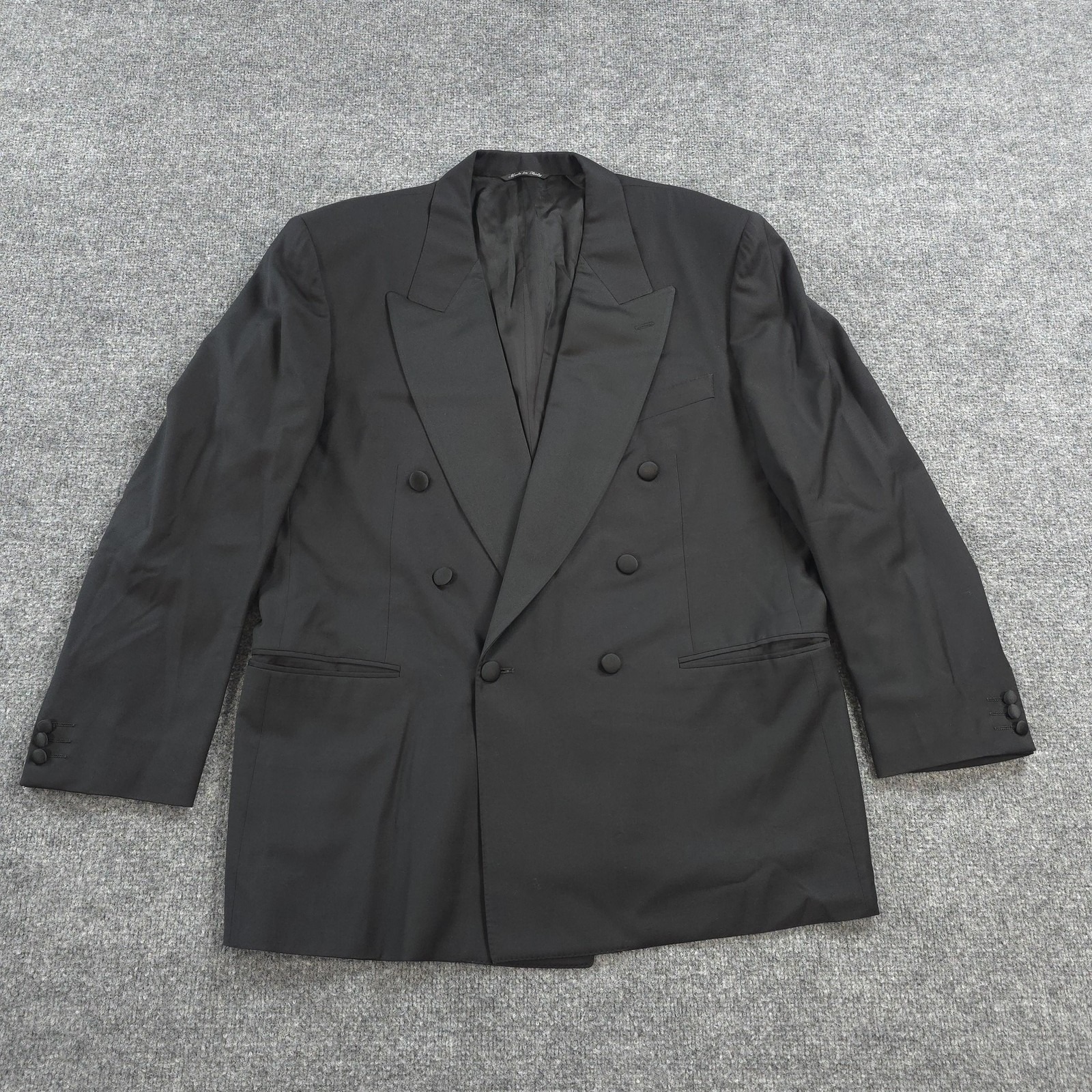Canali Tuxedo Blazer Mens 54 44r Black Wool Double Breasted Loro Piana Italy